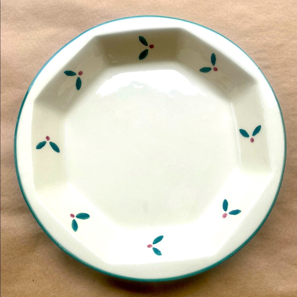 Vintage Hartstone USA Christmas Holly Leaf Pattern Ceramic Serving Dish